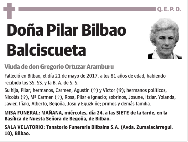 Pilar Bilbao Balciscueta