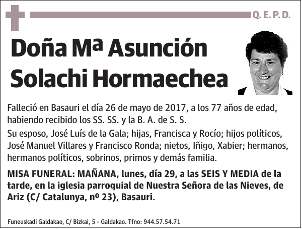 Mª Asunción Solachi Hormaechea