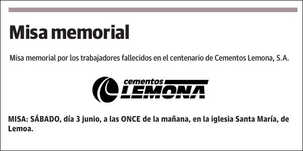 Ttrabajadores fallecidos de Cementos Lemona, S.A.