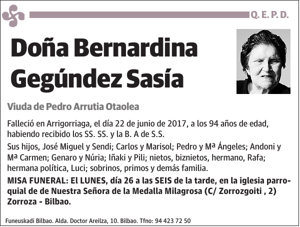 Bernardina Gegúndez Sasía