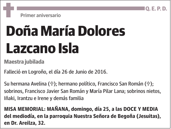 María Dolores Lazcano Isla