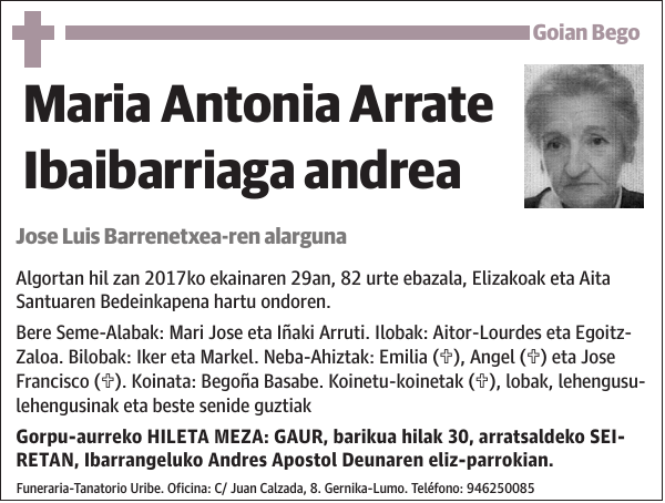 Maria Antonia Arrate Ibaibarriaga