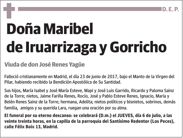 Maribel de Iruarrizaga y Gorricho