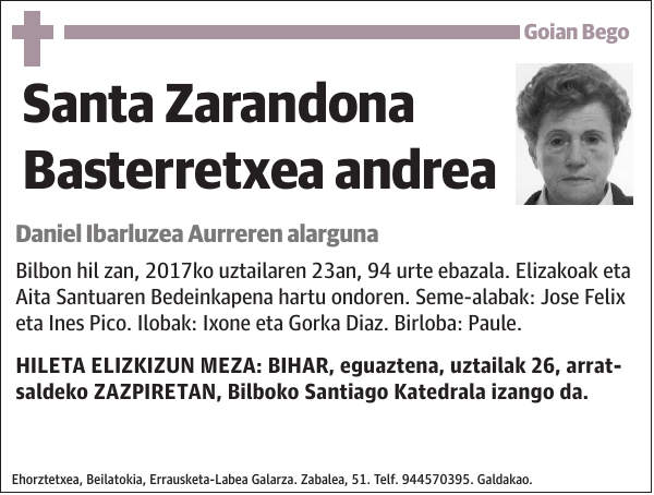 Santa Zarandona Basterretxea