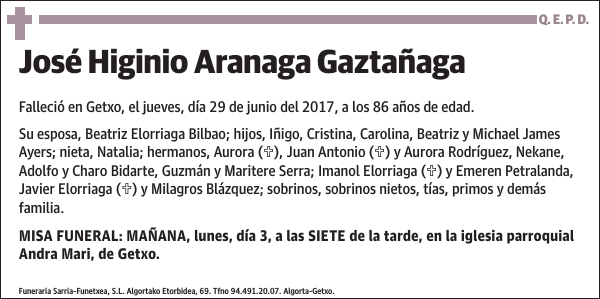 José Higinio Aranaga Gaztañaga