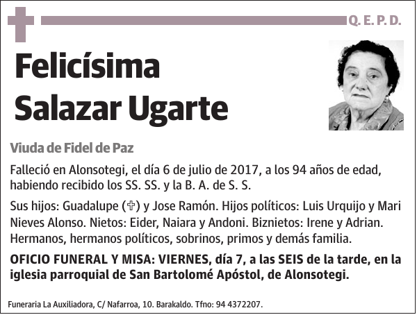 Felicísima Salazar Ugarte