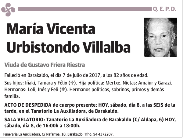 María Vicenta Urbistondo Villalba