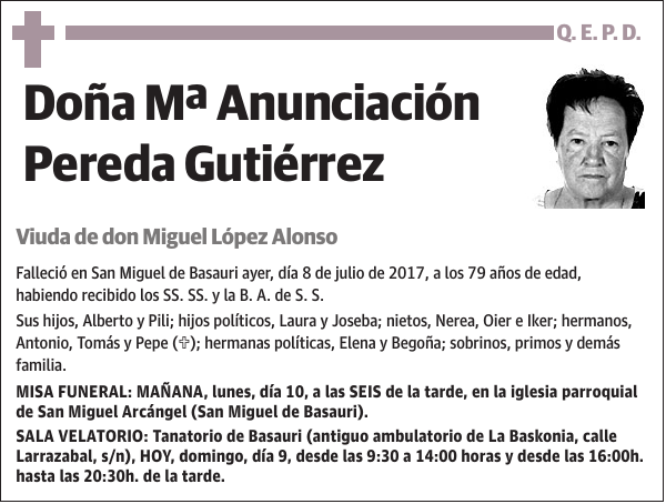 Mª Anunciación Pereda Gutiérrez