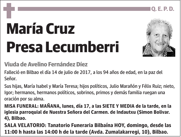 María Cruz Presa Lecumberri