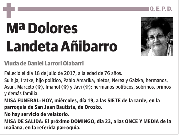 Mª Dolores Landeta Añibarro