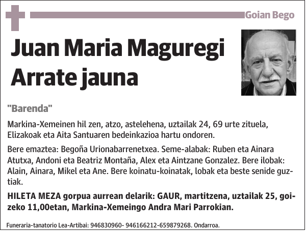 Juan Maria Maguregi Arrate