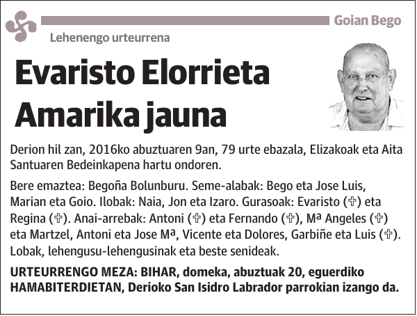 Evaristo Elorrieta Amarika