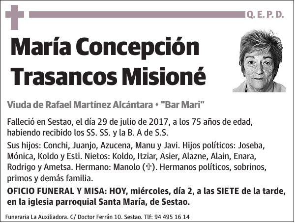 María Concepción Trasancos Misioné