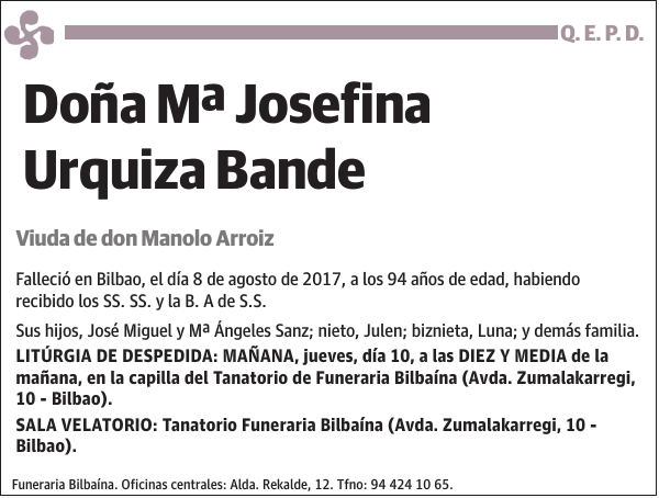 Mª Josefina Urquiza Bande