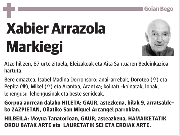 Xabier Arrazola Markiegi