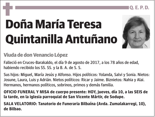 María Teresa Quintanilla Antuñano