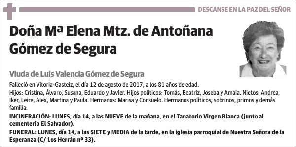 Mª Elena Mtz. de Antoñana Gómez de Segura