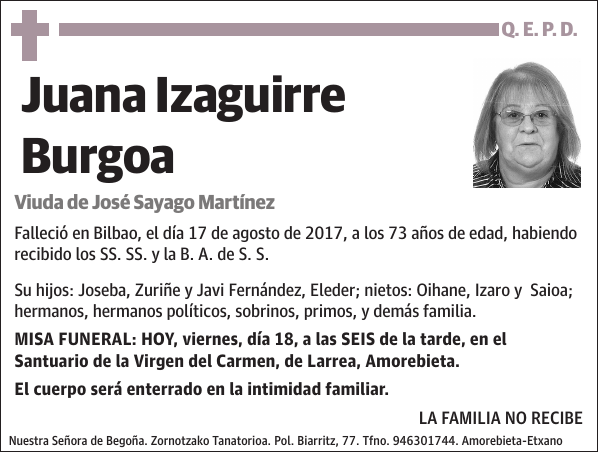 Juana Izaguirre Burgoa