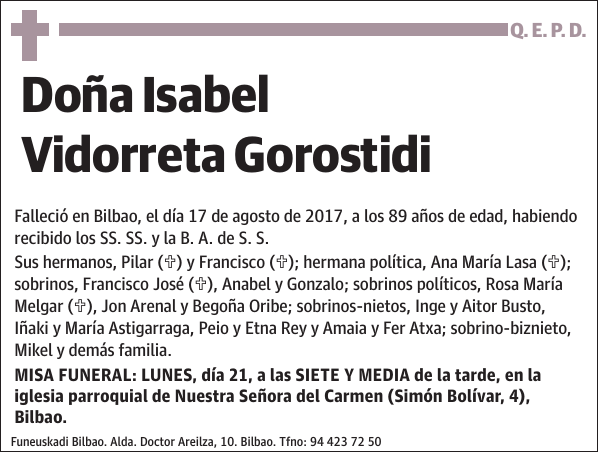 Isabel Vidorreta Gorostidi