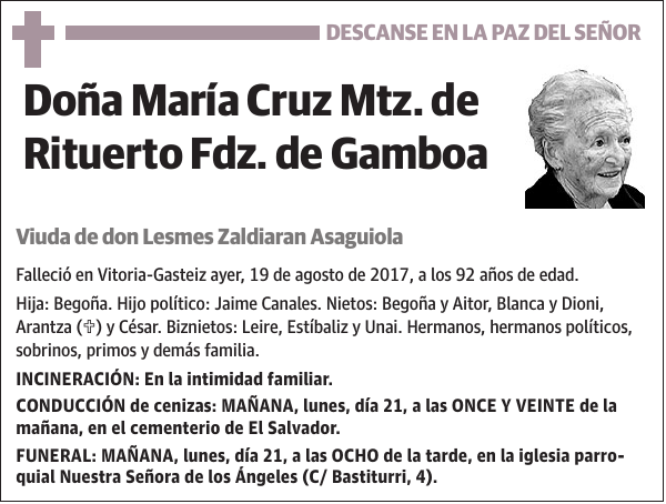 María Cruz Mtz. de Rituerto Fdz. de Gamboa