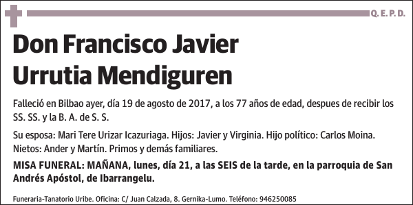 Francisco Javier Urrutia Mendiguren