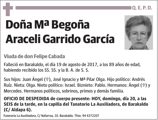 Mª Begoña Araceli Garrido García