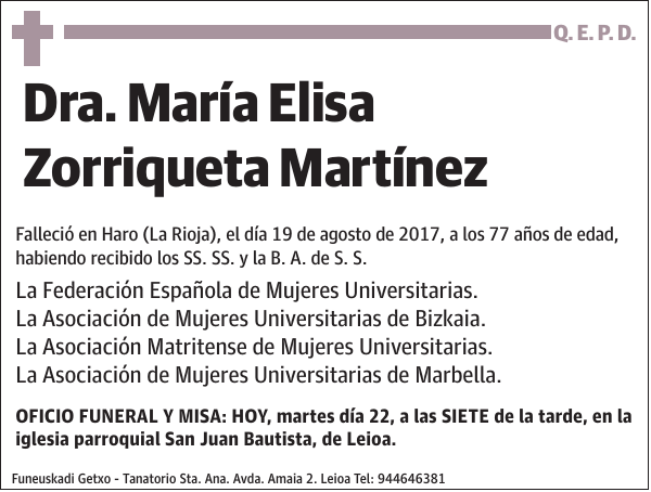 María Elisa Zorriqueta Martínez