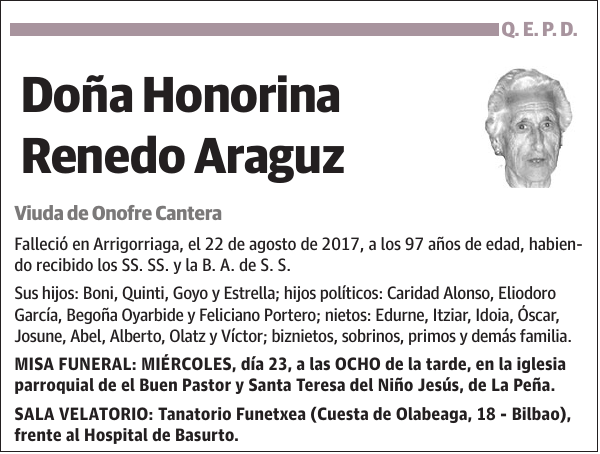 Honorina Renedo Araguz