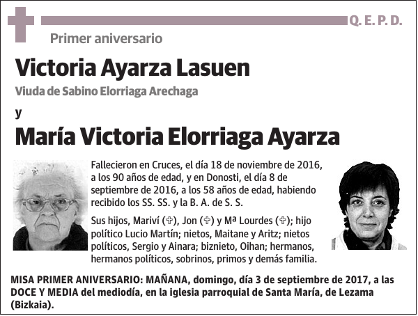 Victoria Ayarza Lasuen y María Victoria Elorriaga Ayarza