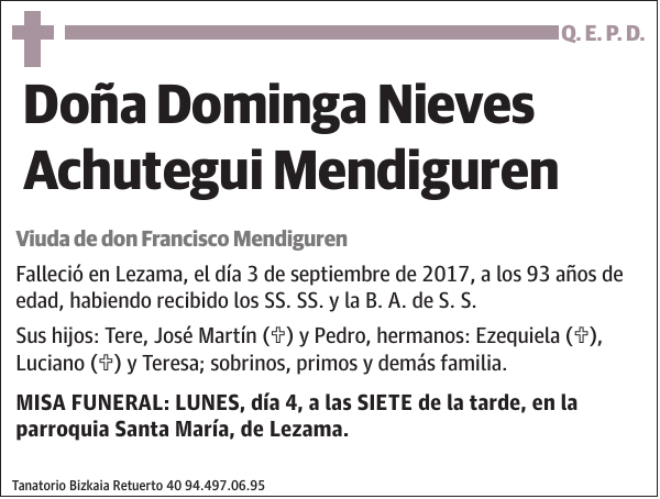 Dominga Nieves Achutegui Mendiguren