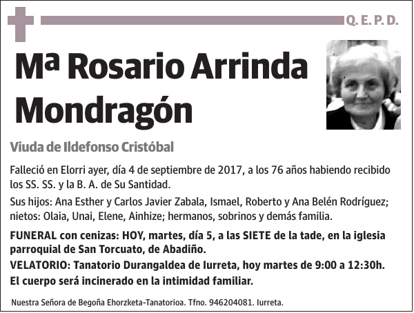 Mª Rosario Arrinda Mondragón