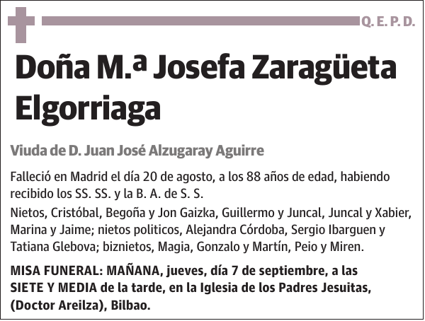 M.ª Josefa Zaragüeta Elgorriaga