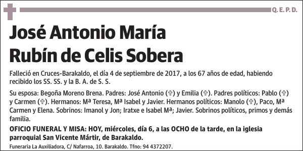 José Antonio María Rubín de Celis Sobera