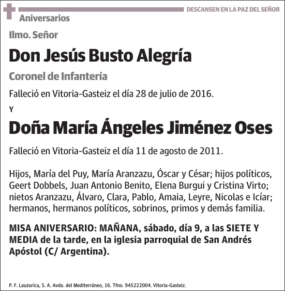 Jesús Busto Alegría y María Ángeles Jimenéz Oses