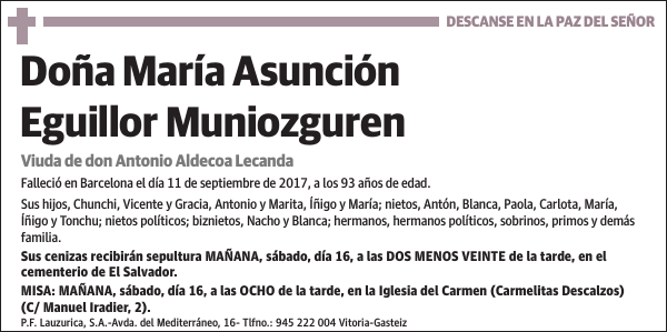 María Asunción Eguillor Muniozguren