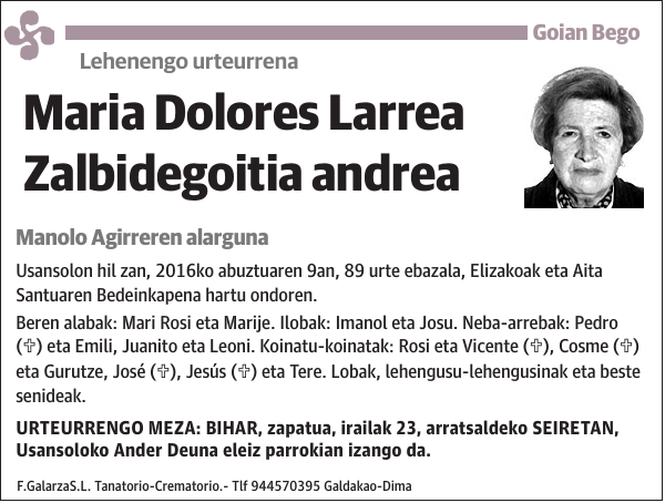 Maria Dolores Larrea Zalbidegoitia