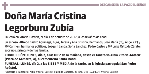 María Cristina Legorburu Zubía