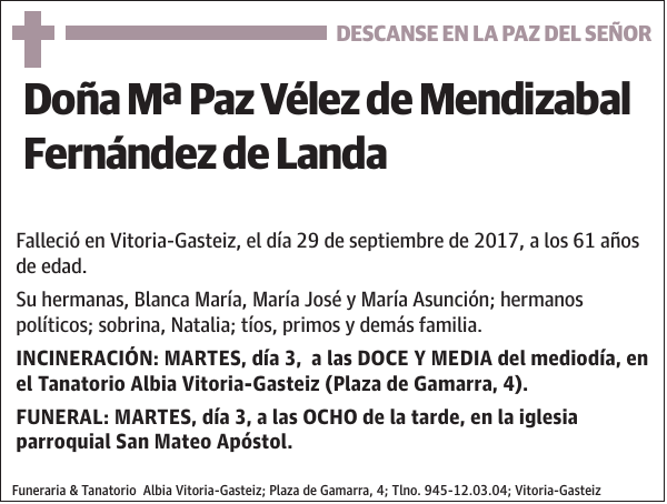 Mª Paz Vélez de Mendizabal Fernández de Landa