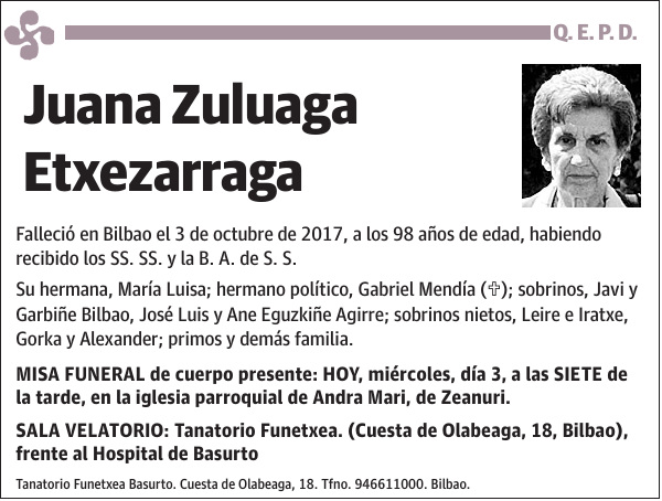 Juana Zuluaga Etxezarraga