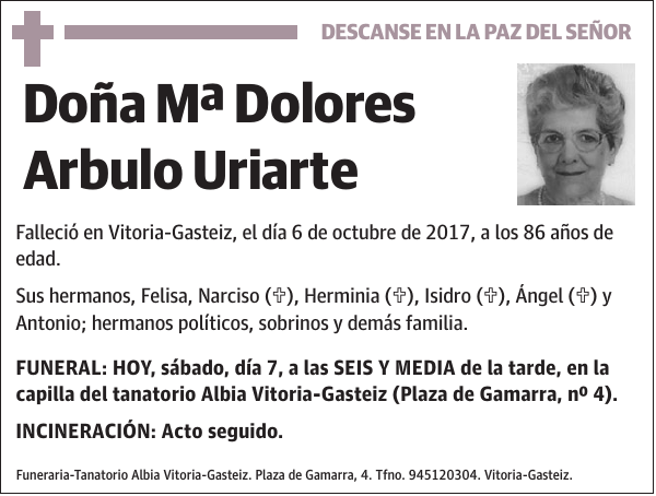 Mª Dolores Arbulo Uriarte