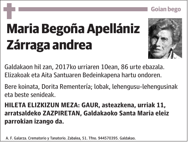 Maria Begoña Apellániz Zárraga