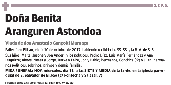 Benita Aranguren Astondoa