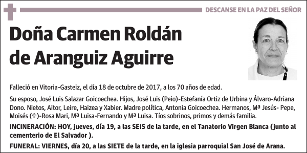 Carmen Roldán de Aranguiz Aguirre