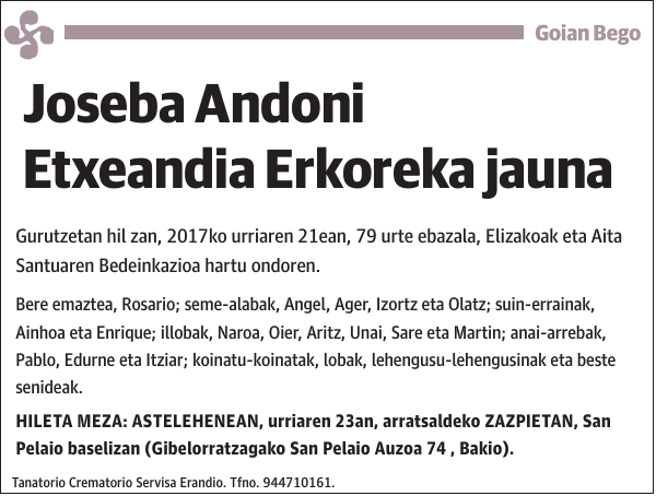 Joseba Andoni Etxeandia Erkoreka