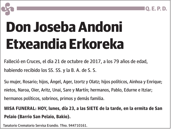 Joseba Andoni Etxeandia Erkoreka