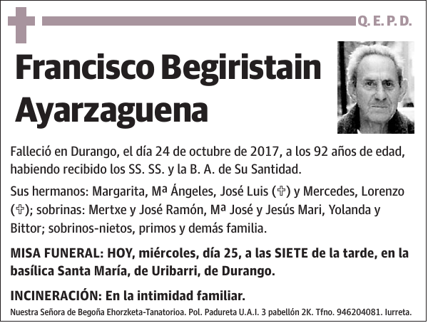 Francisco Begiristain Ayarzaguena