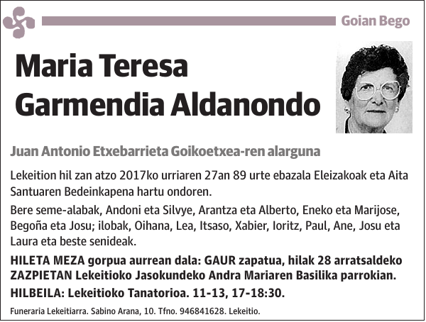 Maria Teresa Garmendia Aldanondo