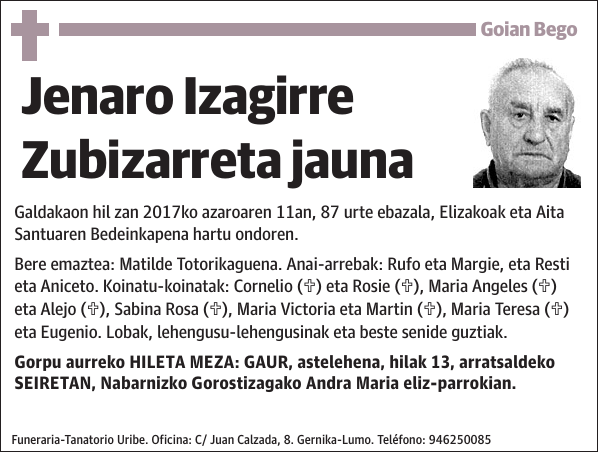 Jenaro Izagirre Zubizarreta