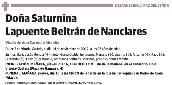 Saturnina Lapuente Beltrán de Nanclares