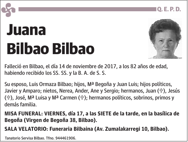 Juana Bilbao Bilbao